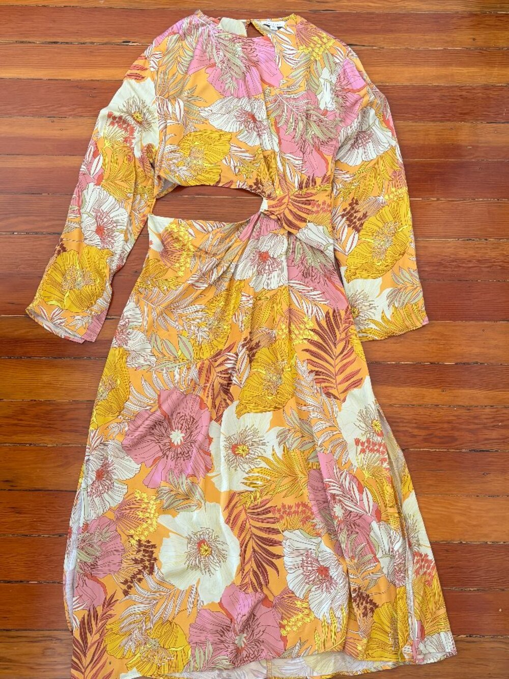 NWT Tropical Floral Long Sleeve Occasion Maxi Dress w/Cutouts Topshop Size 10